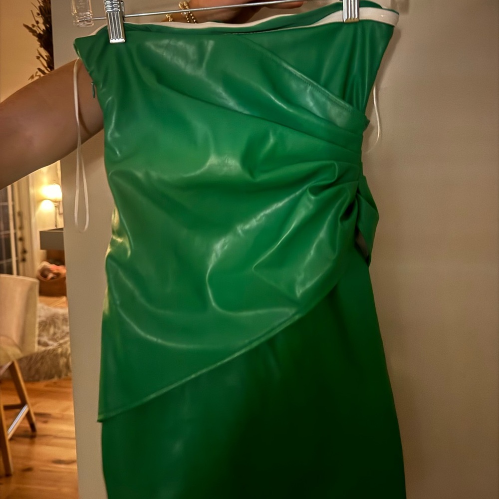 Green Faux Leather Dress